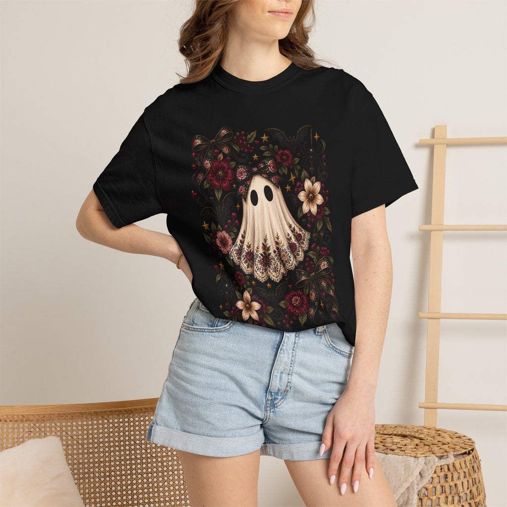Vintage Floral Ghost T-Shirt — Cute Spooky Halloween Tee