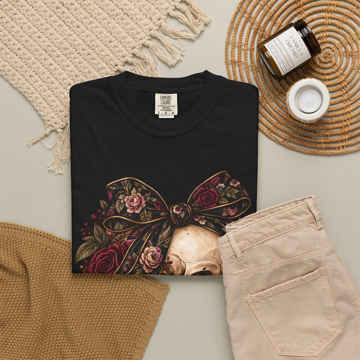 Skull & Roses T-Shirt — Floral Skull Graphic Tee