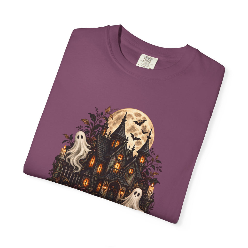 Halloween Haunted House T-Shirt — Spooky Ghosts & Pumpkins Tee