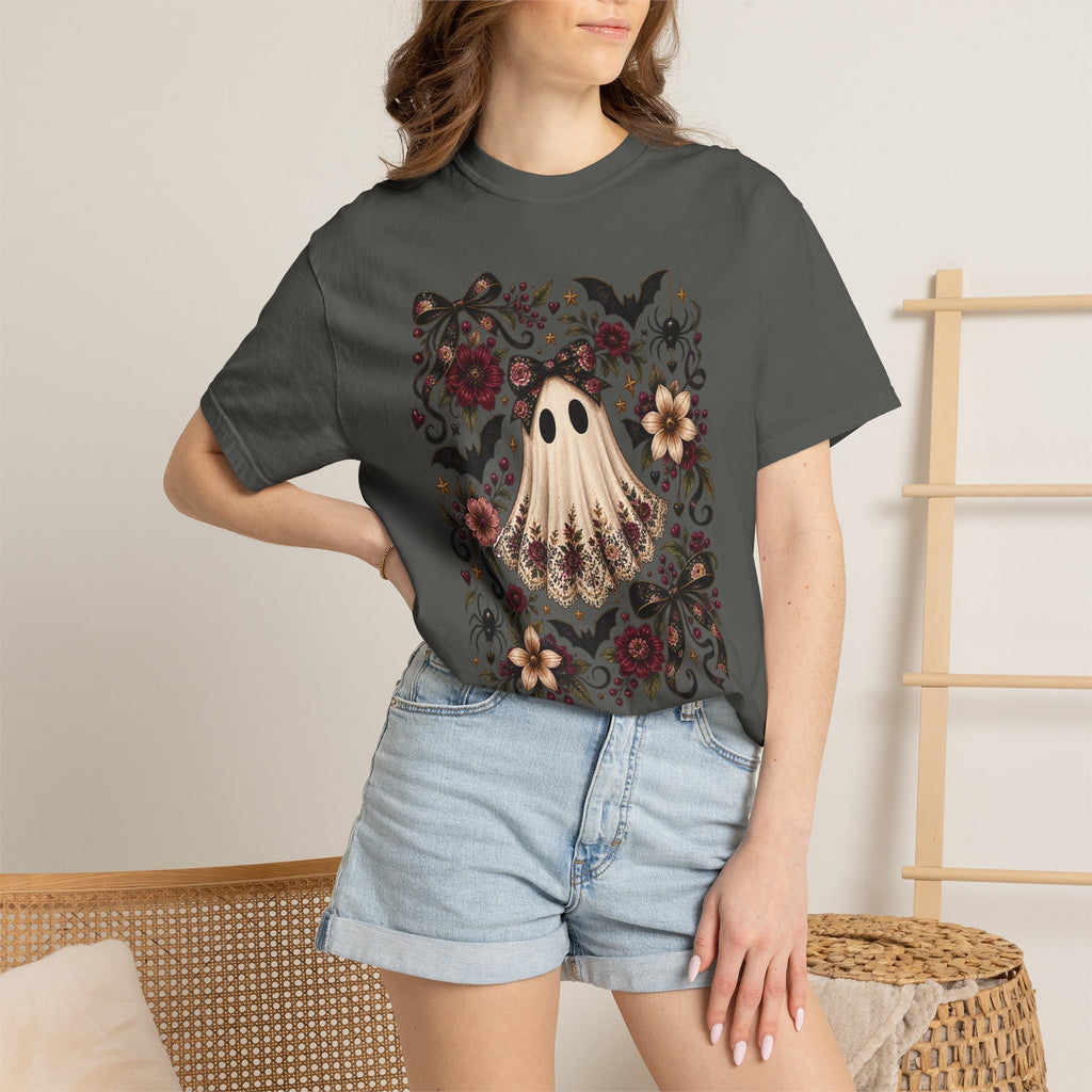 Vintage Floral Ghost T-Shirt — Cute Spooky Halloween Tee