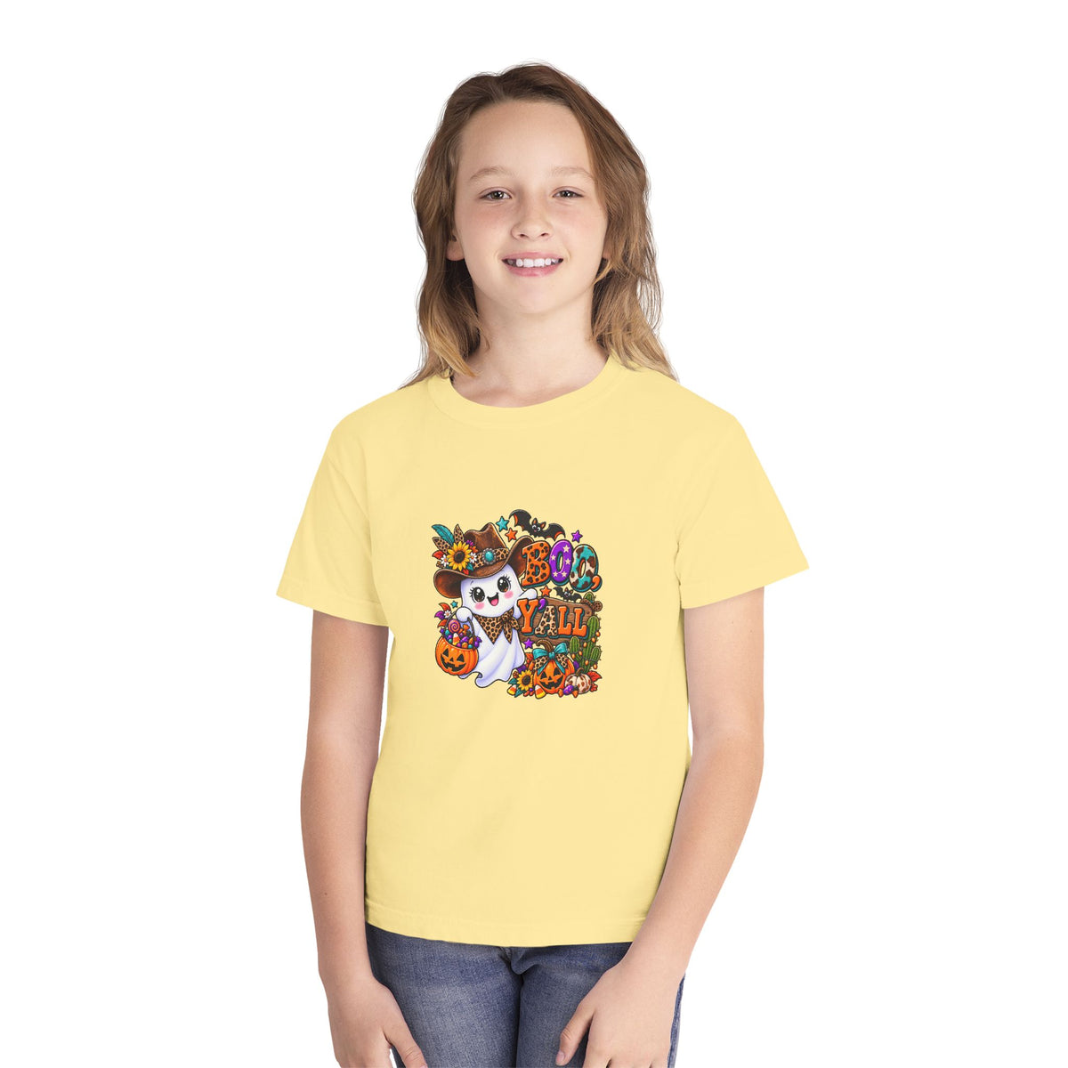 Kids' Halloween Ghost Tee — Cute Fall Pumpkin & Floral Trick-or-Treat Shirt
