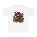 Kids Halloween Tee - Cute Gamer Kid with Pumpkins & Bats