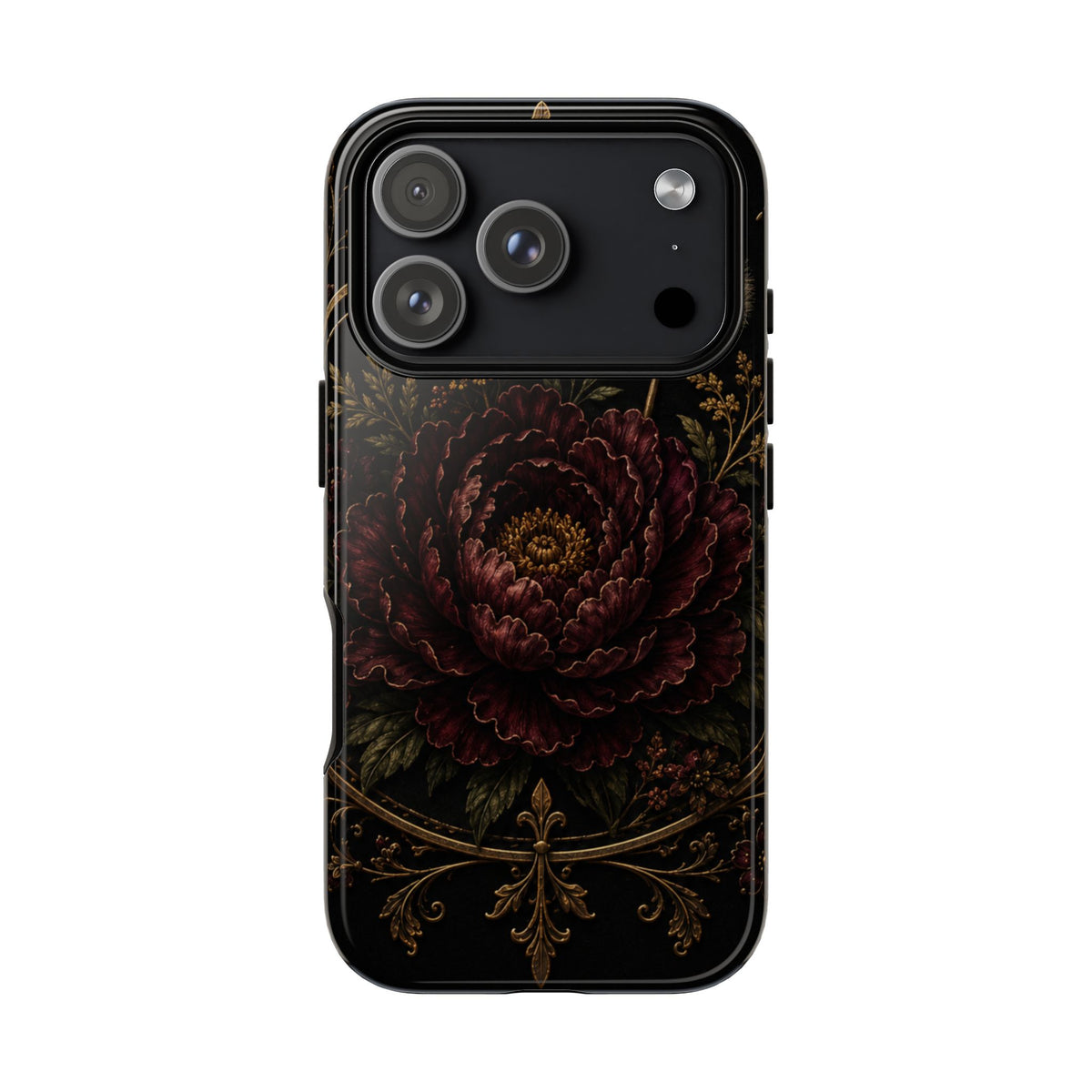 Midnight Garden Tough Case – Vintage Dark Floral Phone Case (Antique Dahlia & Dandelion)