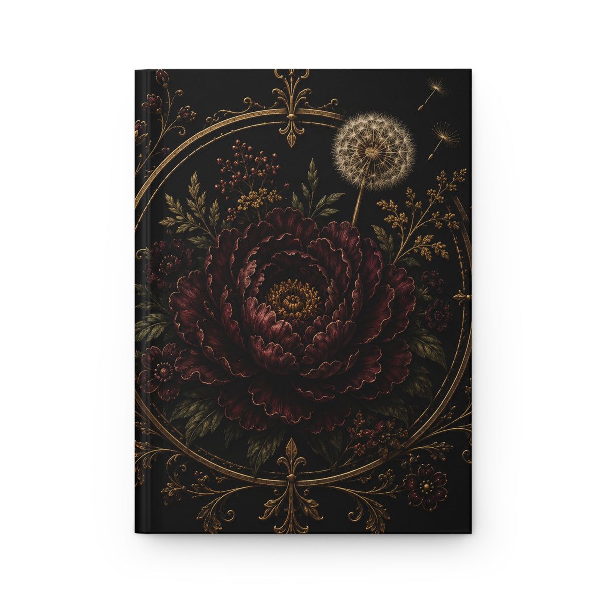 Midnight Garden Floral Velvet Noir Hardcover Journal — Lined Vintage Botanical Notebook