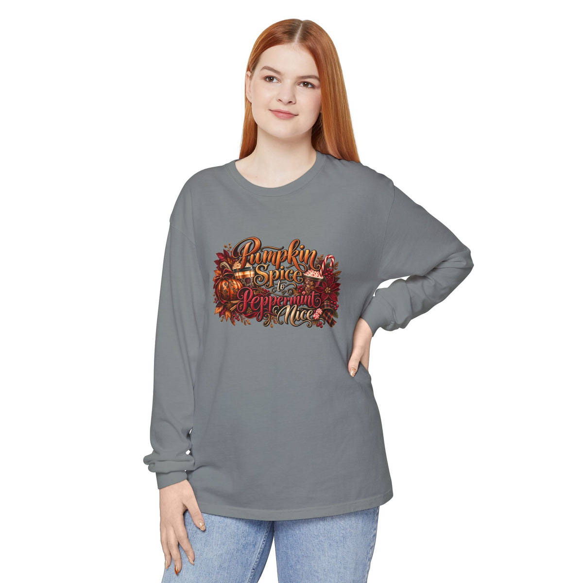 Pumpkin Spice & Peppermint Christmas Long Sleeve T-Shirt