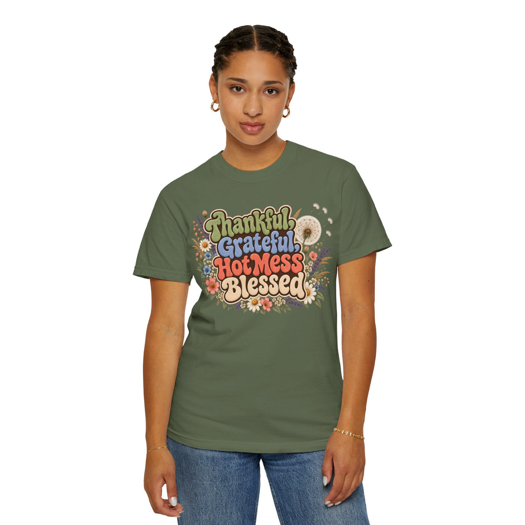 Thankful Grateful Hot Mess Blessed T-Shirt