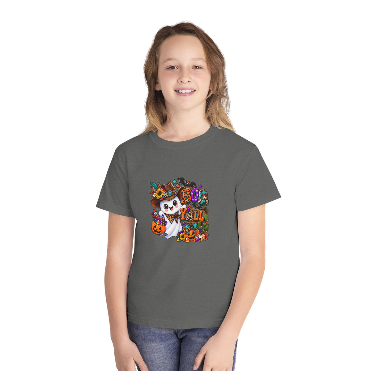 Kids' Halloween Ghost Tee — Cute Fall Pumpkin & Floral Trick-or-Treat Shirt