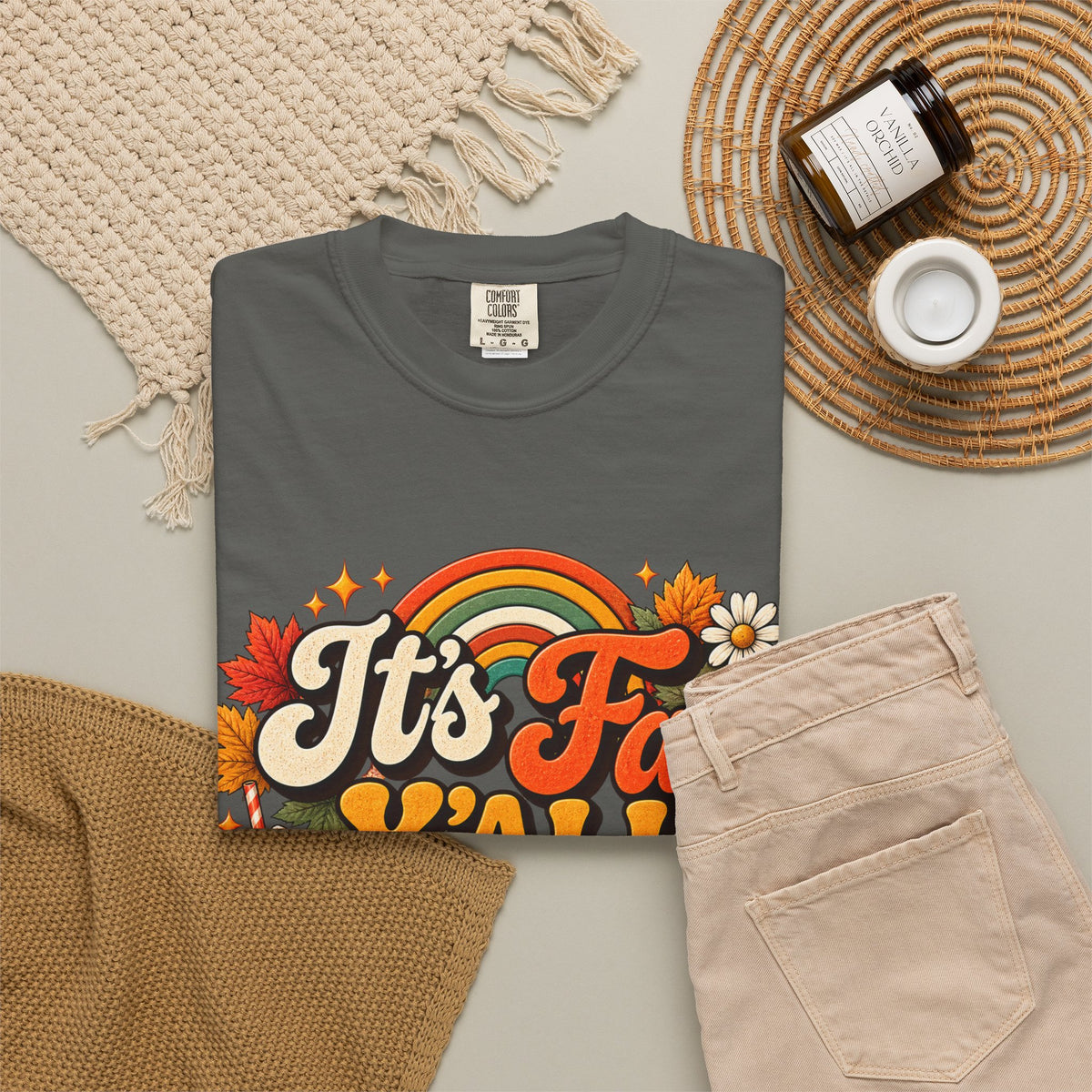 It's Fall Y'all T-Shirt — Fall Pumpkin & Cozy Coffee Graphic Tee