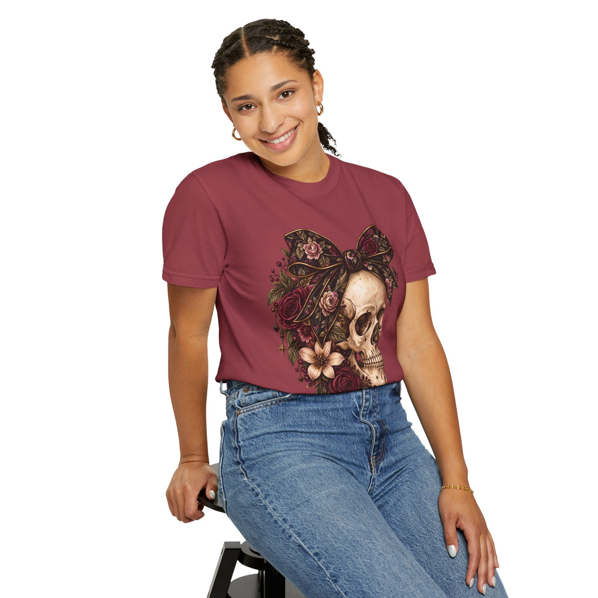 Skull & Roses T-Shirt — Floral Skull Graphic Tee