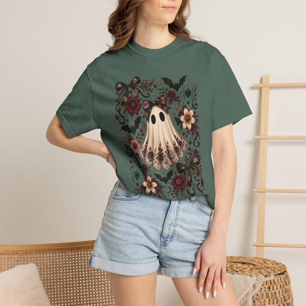 Vintage Floral Ghost T-Shirt — Cute Spooky Halloween Tee