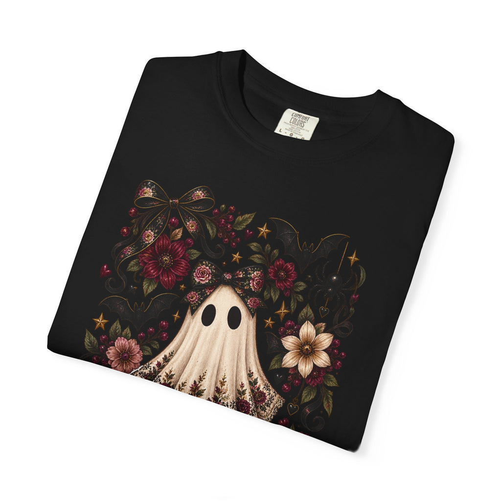 Vintage Floral Ghost T-Shirt — Cute Spooky Halloween Tee