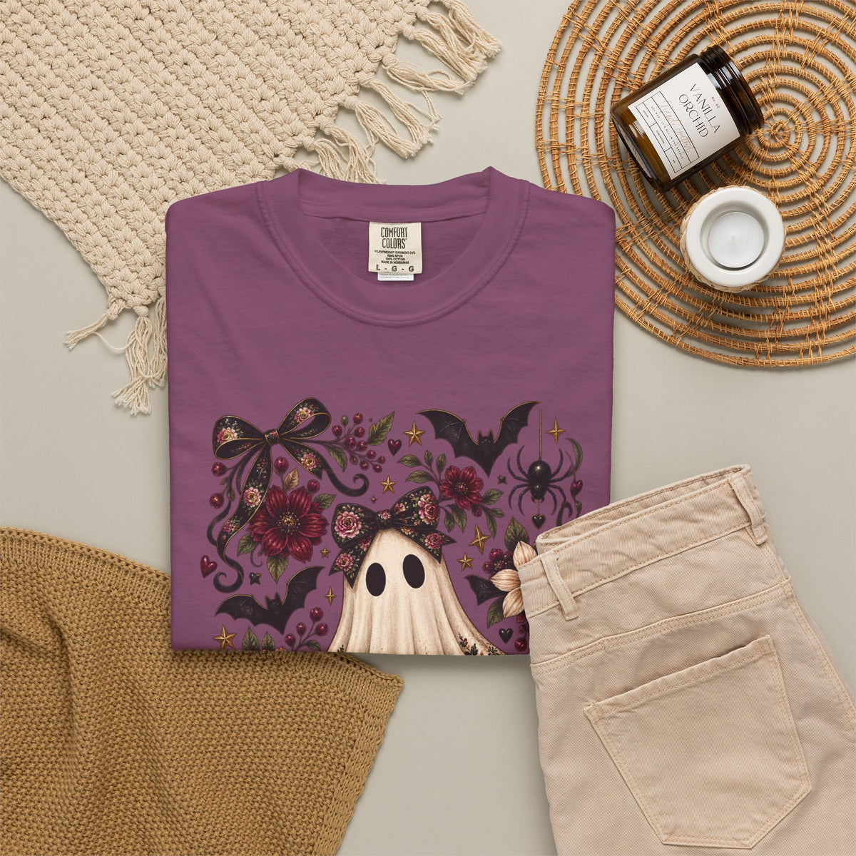 Vintage Floral Ghost T-Shirt — Cute Spooky Halloween Tee