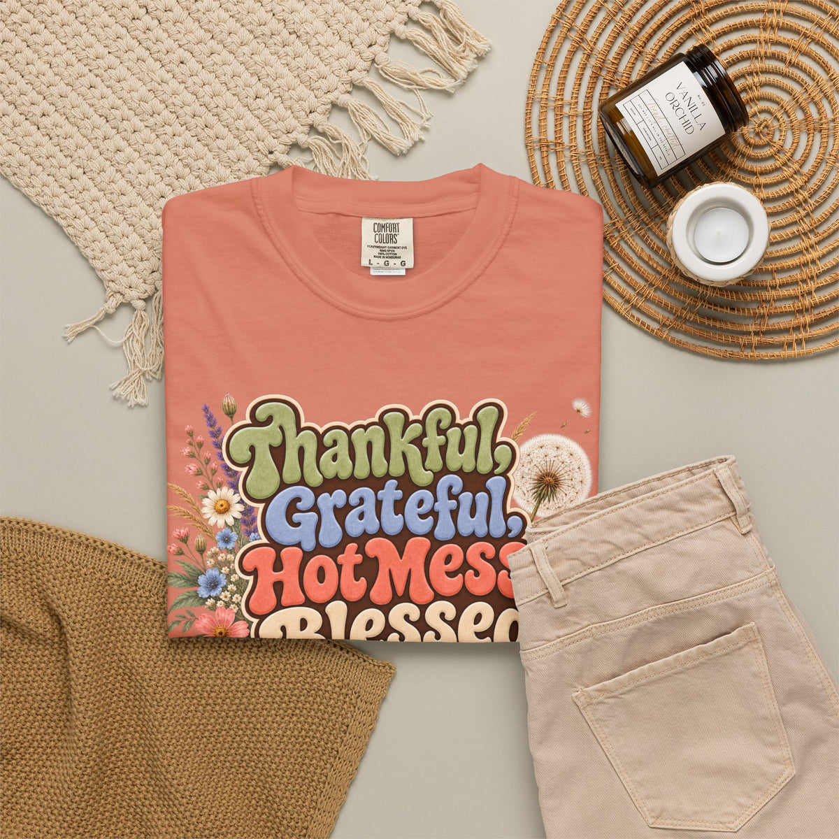 Thankful Grateful Hot Mess Blessed T-Shirt