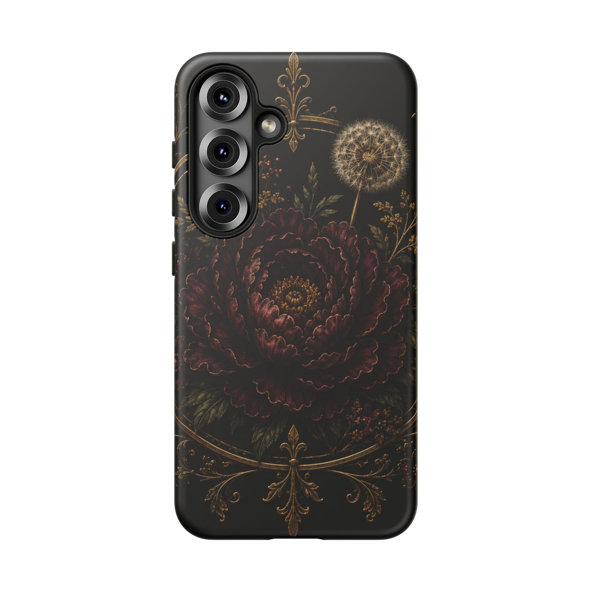 Midnight Garden Tough Case – Vintage Dark Floral Phone Case (Antique Dahlia & Dandelion)