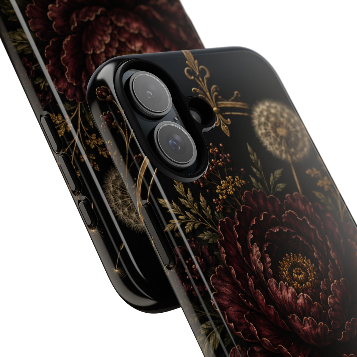 Midnight Garden Tough Case – Vintage Dark Floral Phone Case (Antique Dahlia & Dandelion)