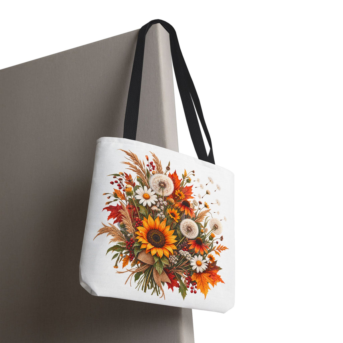 Sunflower Autumn Bouquet Tote Bag — Fall Floral Canvas Tote