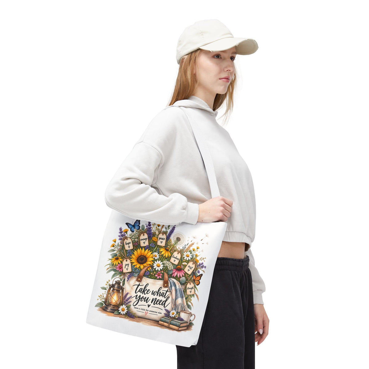 Floral 'Take What You Need' Tote Bag
