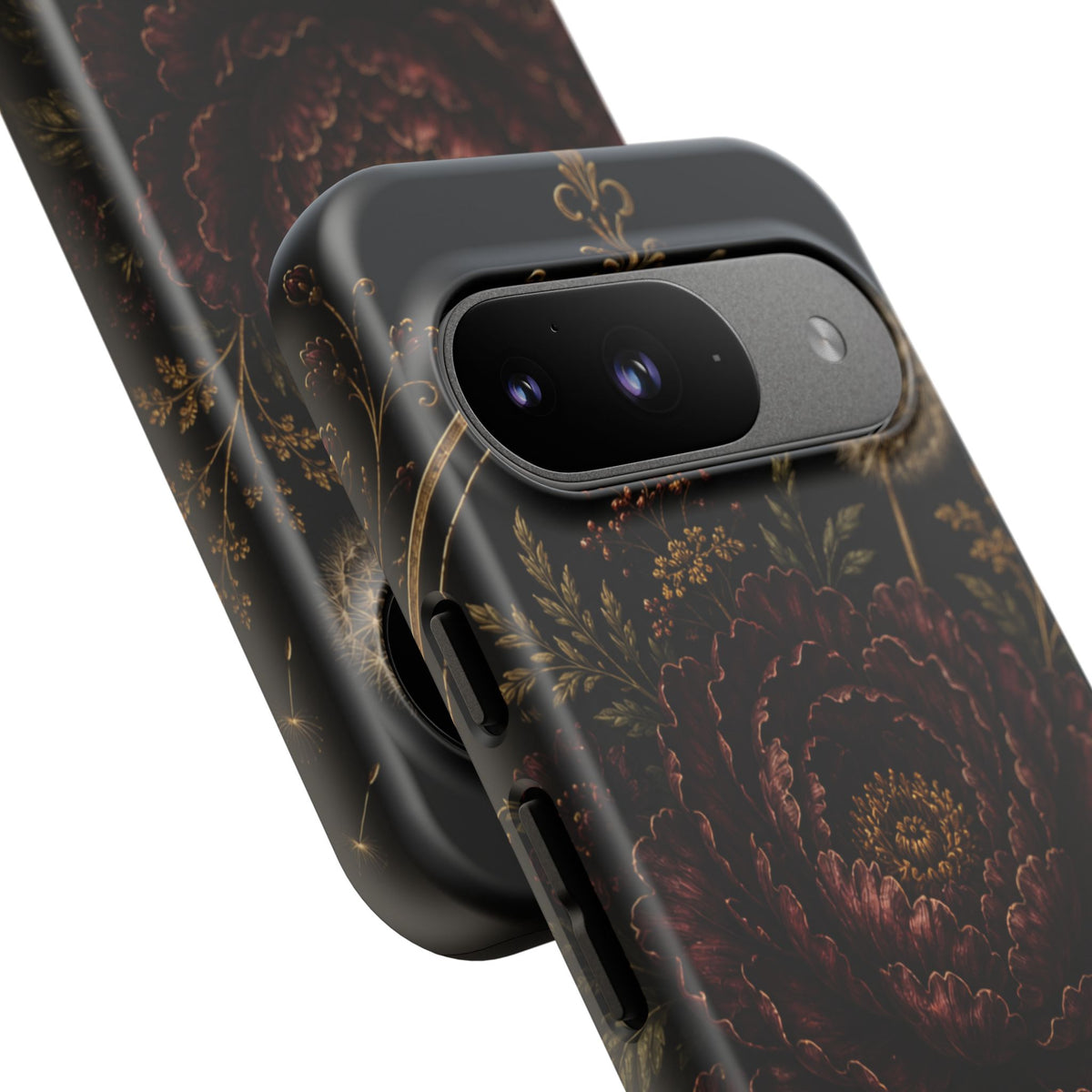Midnight Garden Tough Case – Vintage Dark Floral Phone Case (Antique Dahlia & Dandelion)