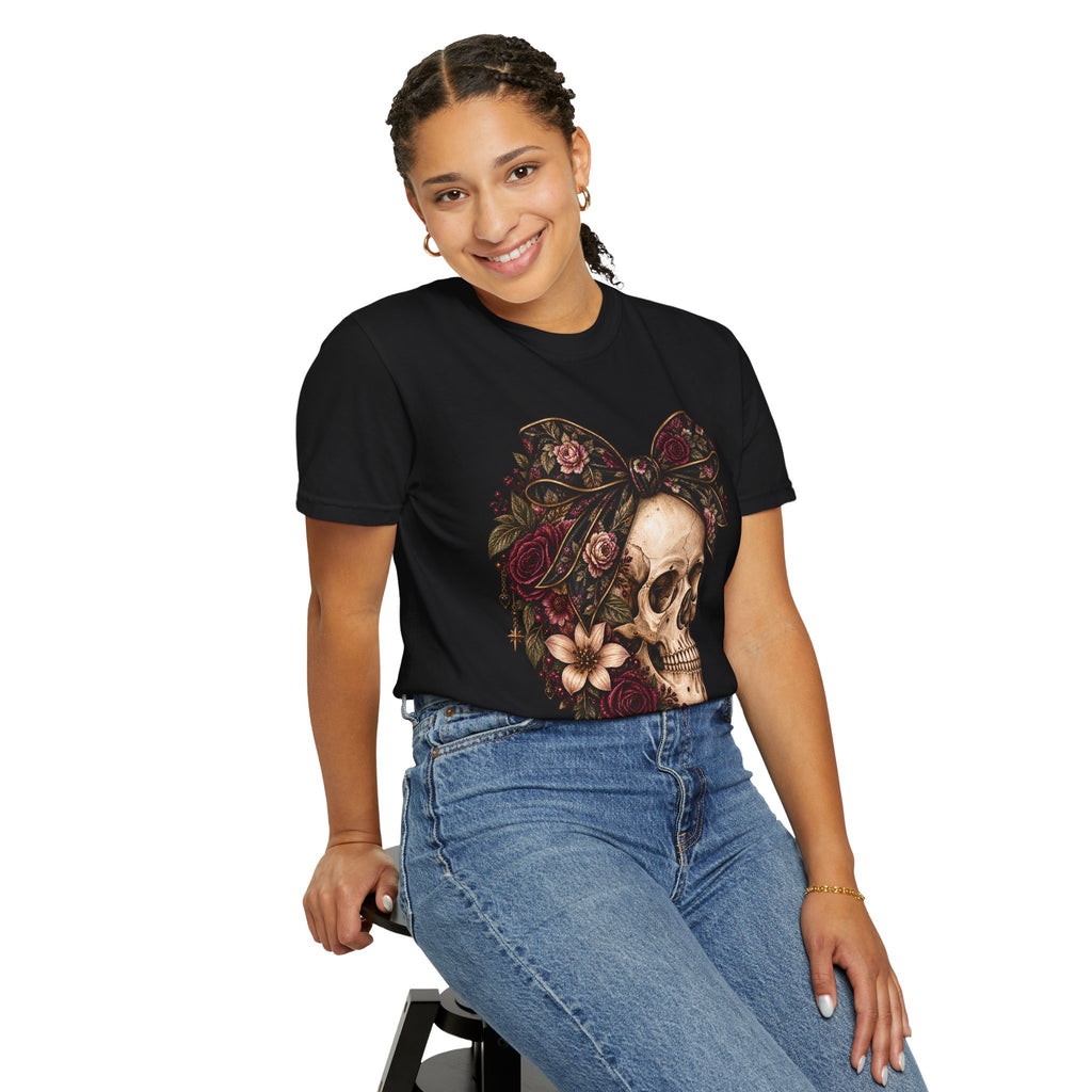 Skull & Roses T-Shirt — Floral Skull Graphic Tee