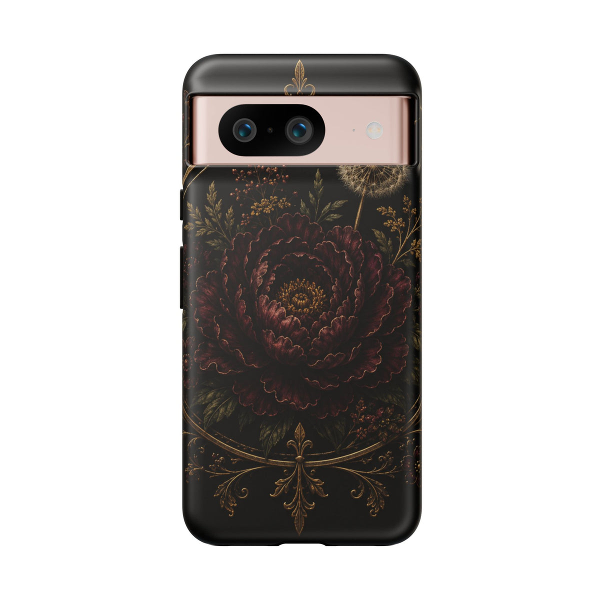 Midnight Garden Tough Case – Vintage Dark Floral Phone Case (Antique Dahlia & Dandelion)