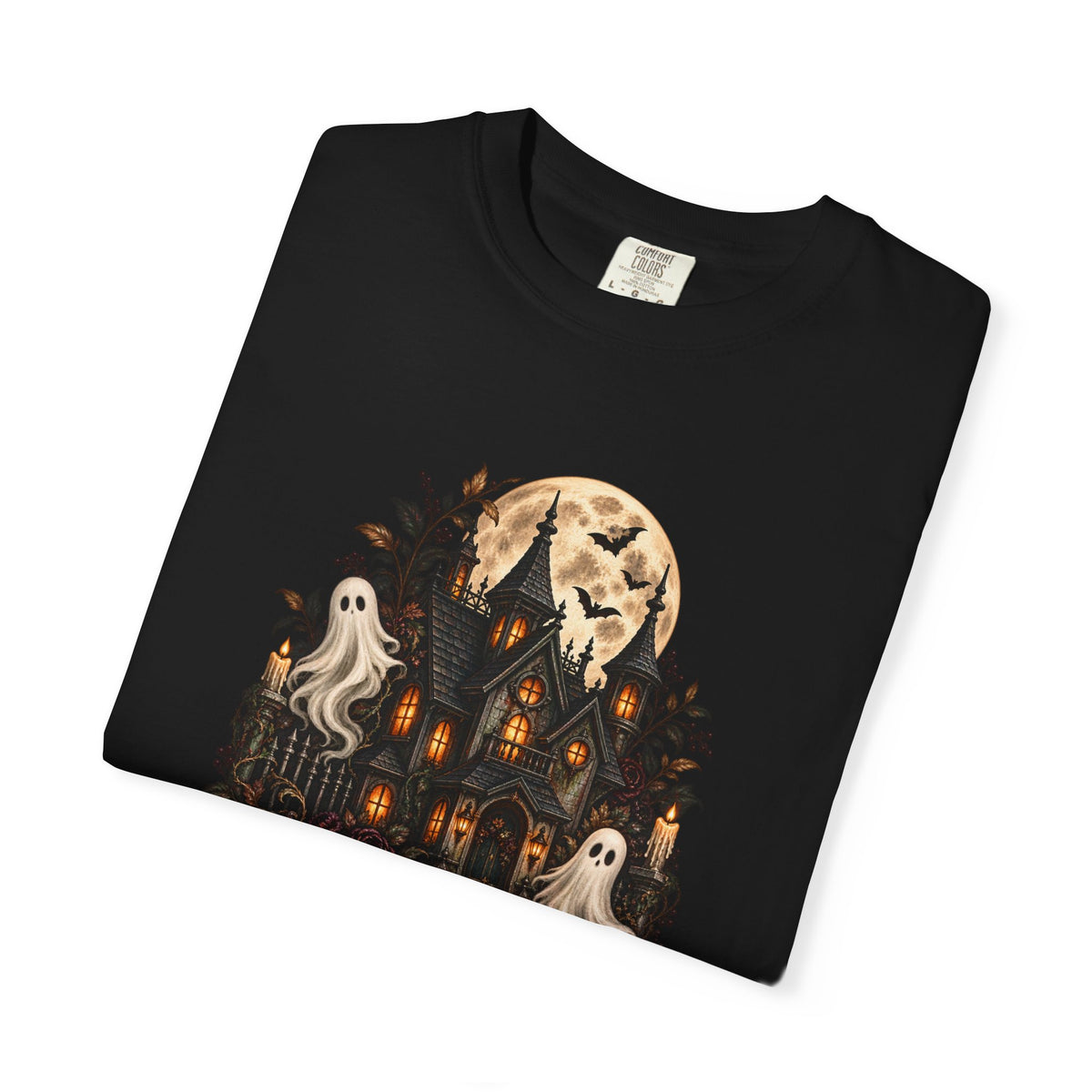Halloween Haunted House T-Shirt — Spooky Ghosts & Pumpkins Tee