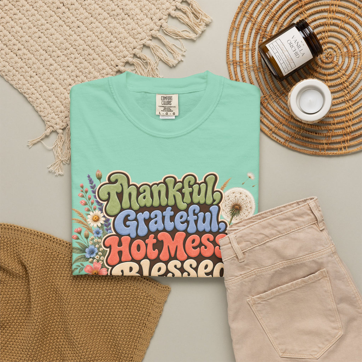 Thankful Grateful Hot Mess Blessed T-Shirt