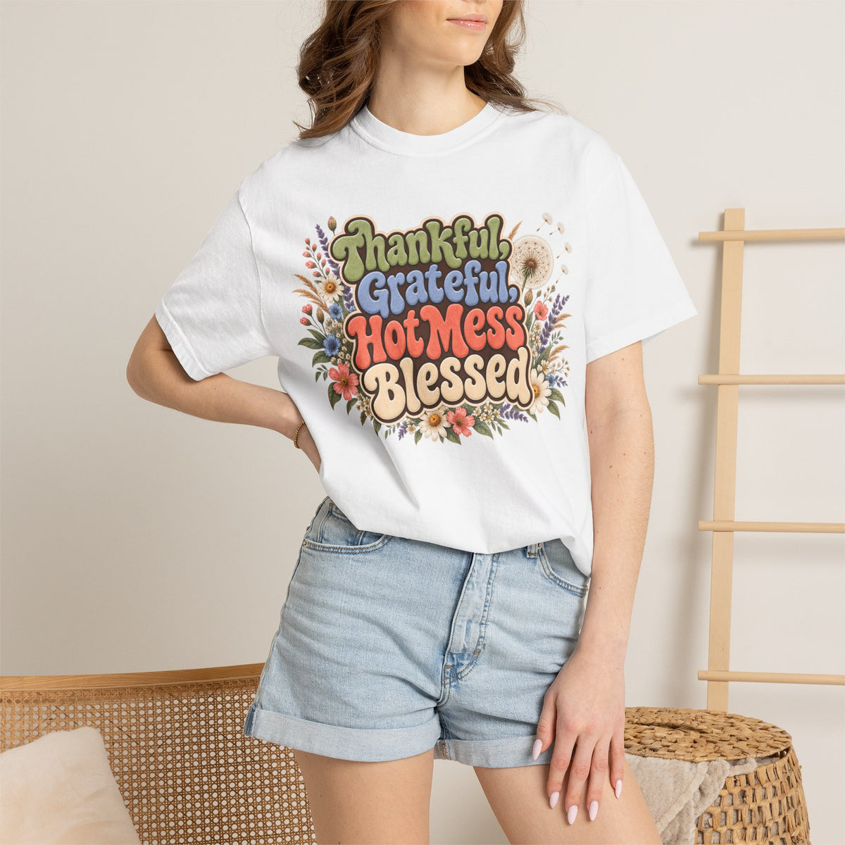 Thankful Grateful Hot Mess Blessed T-Shirt