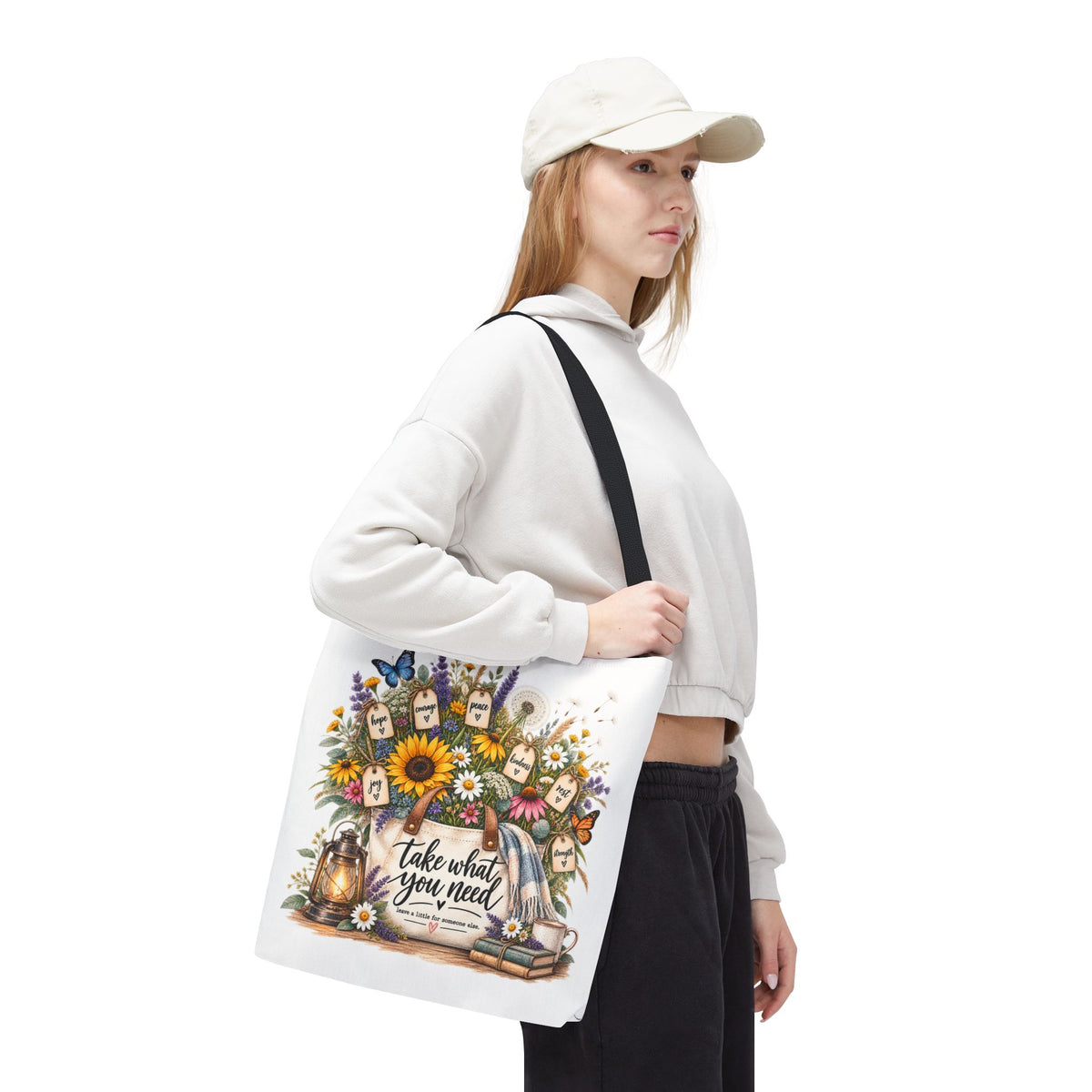 Floral 'Take What You Need' Tote Bag
