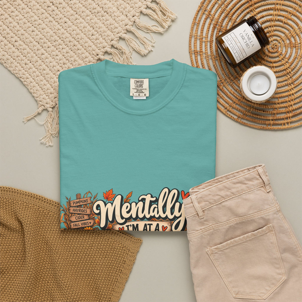 T-Shirt — "Mentally I’m at a Pumpkin Patch" Fall Graphic Tee