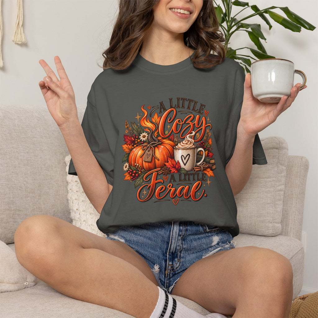 Cozy A Little Cozy A Little Feral Fall Pumpkin T-Shirt