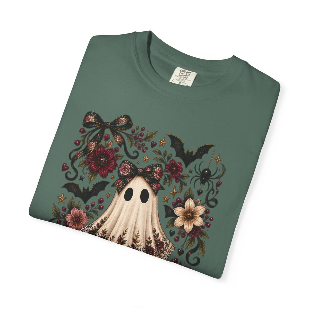 Vintage Floral Ghost T-Shirt — Cute Spooky Halloween Tee