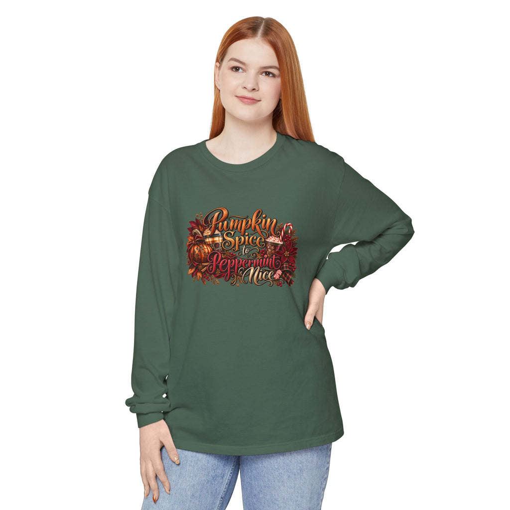 Pumpkin Spice & Peppermint Christmas Long Sleeve T-Shirt