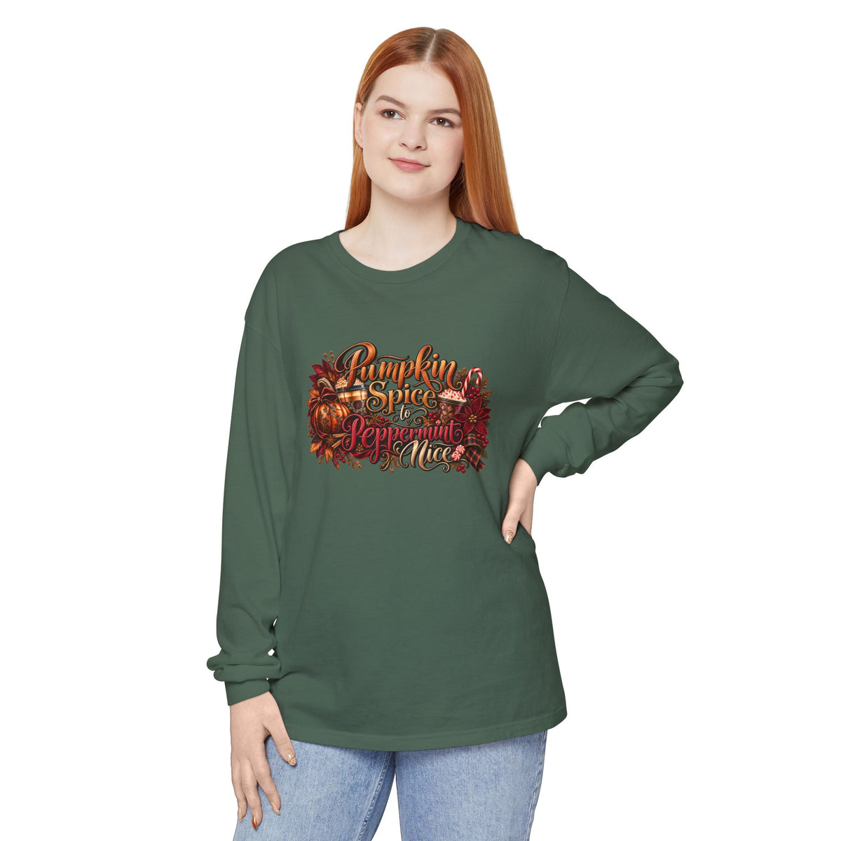 Pumpkin Spice & Peppermint Christmas Long Sleeve T-Shirt