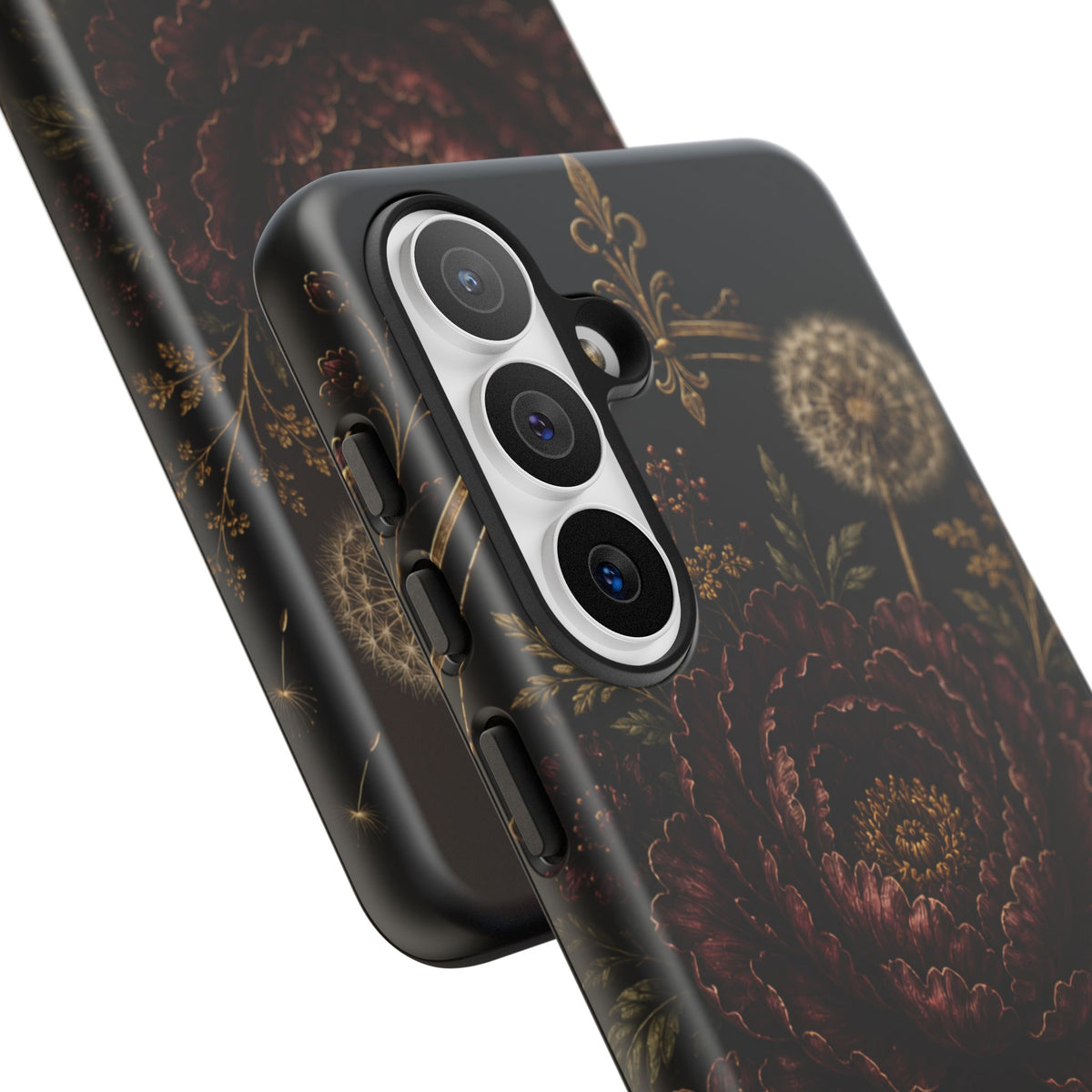 Midnight Garden Tough Case – Vintage Dark Floral Phone Case (Antique Dahlia & Dandelion)