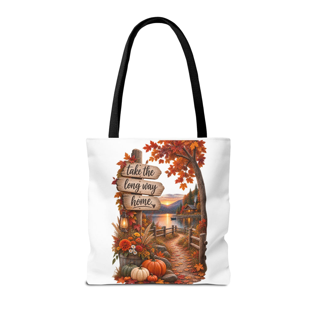 Autumn Harvest Tote Bag — "Take the Long Way Home" Fall Scenic Bag