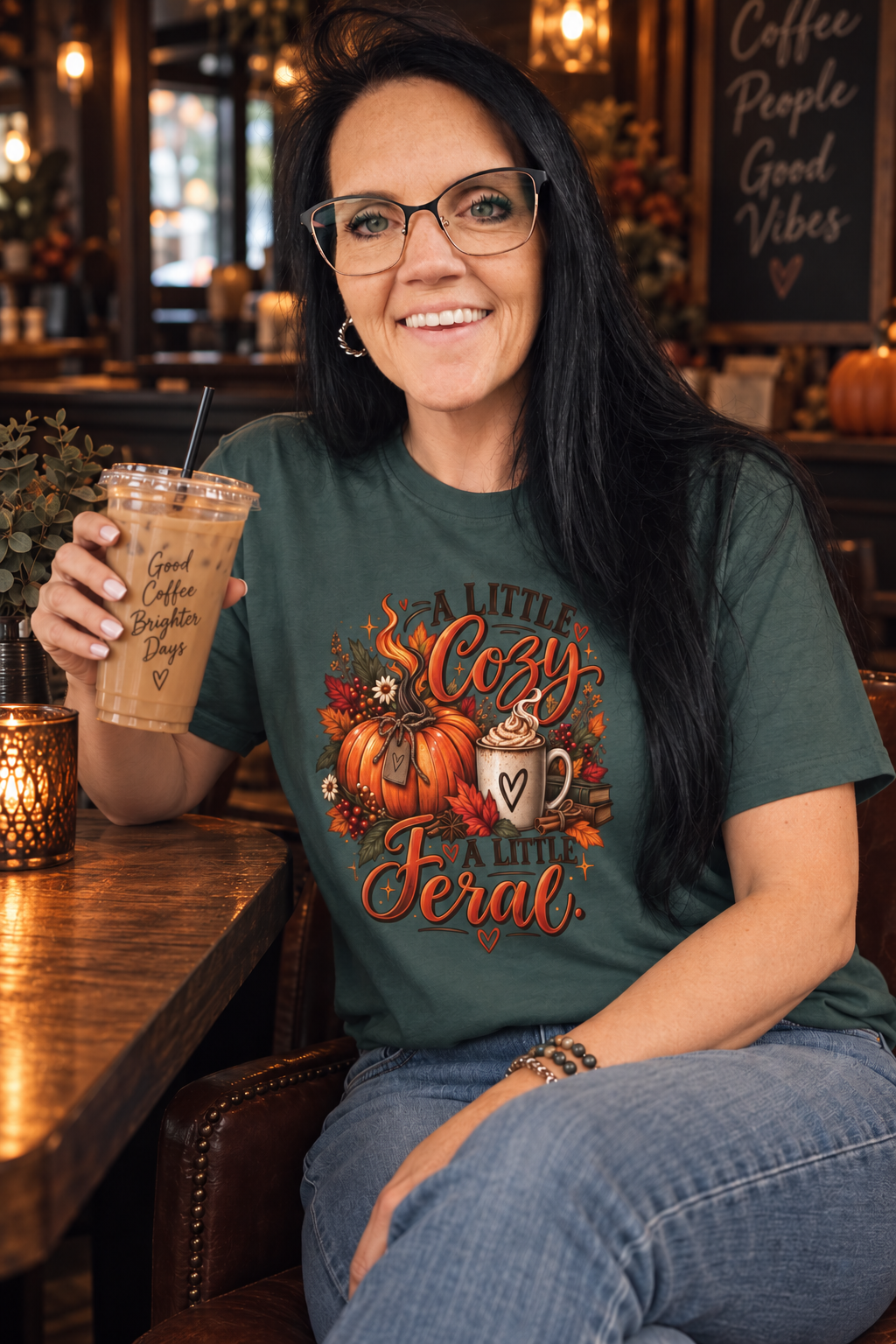 Cozy A Little Cozy A Little Feral Fall Pumpkin T-Shirt