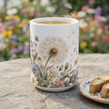 Wild Blooms Floral Dandelion Mug — Botanical Ceramic Coffee Cup (15oz)