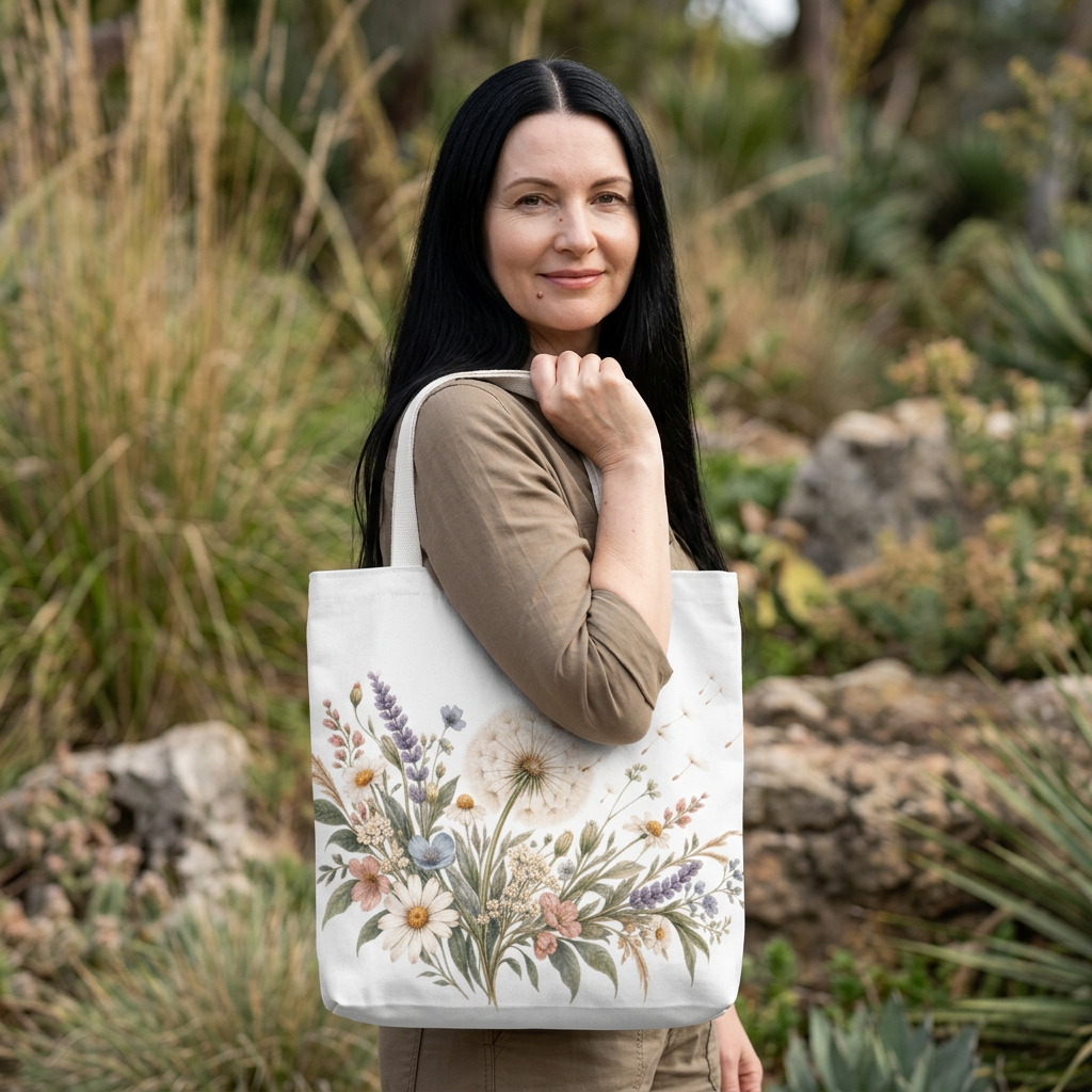Wild Blooms Tote Bag – Botanical Wildflower Market Tote