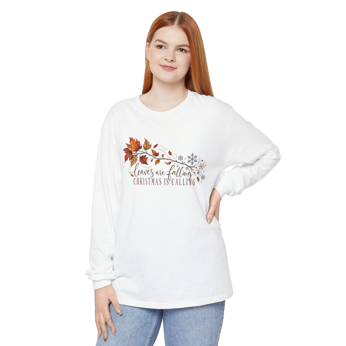 Leaves Are Falling Christmas Is Calling Long Sleeve T-Shirt
