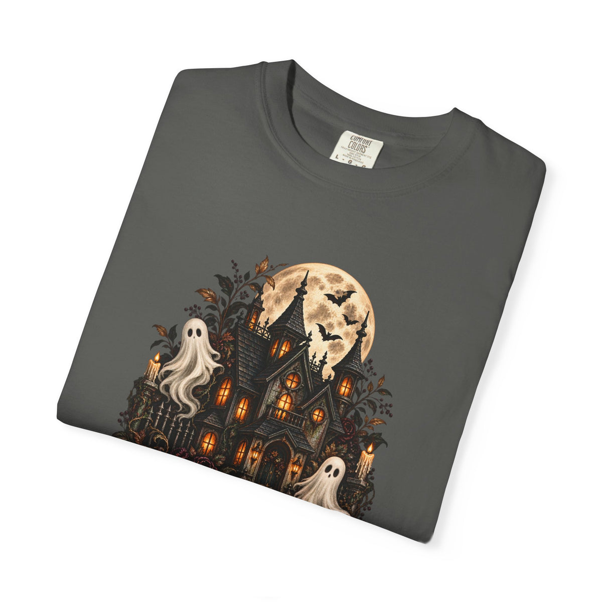 Halloween Haunted House T-Shirt — Spooky Ghosts & Pumpkins Tee
