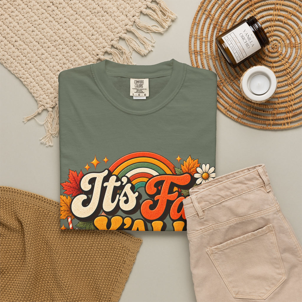 It's Fall Y'all T-Shirt — Fall Pumpkin & Cozy Coffee Graphic Tee