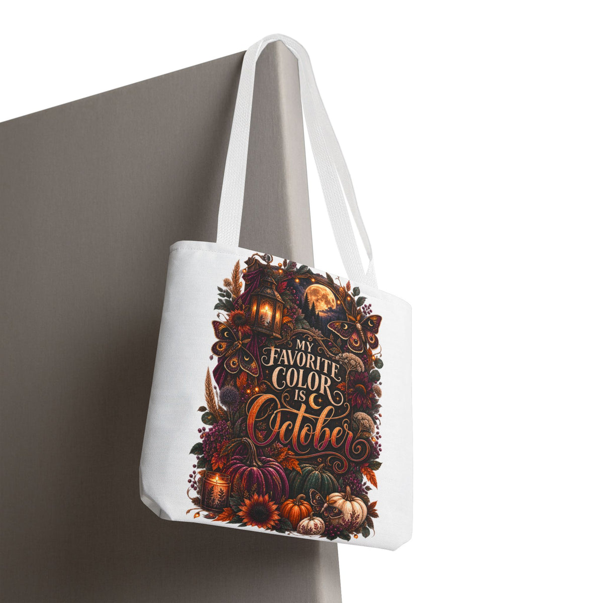 October Tote Bag - "My Favorite Color Is October" Autumn Pumpkin Market Tote
