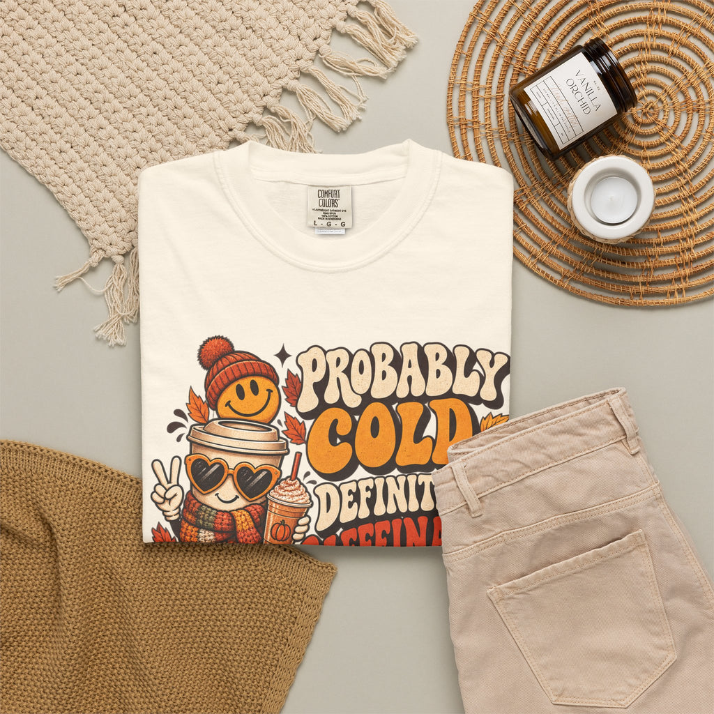 Fall Coffee Tee — "Probably Cold, Definitely Caffeinated, Emotionally Attached to Fall" T-Shirt