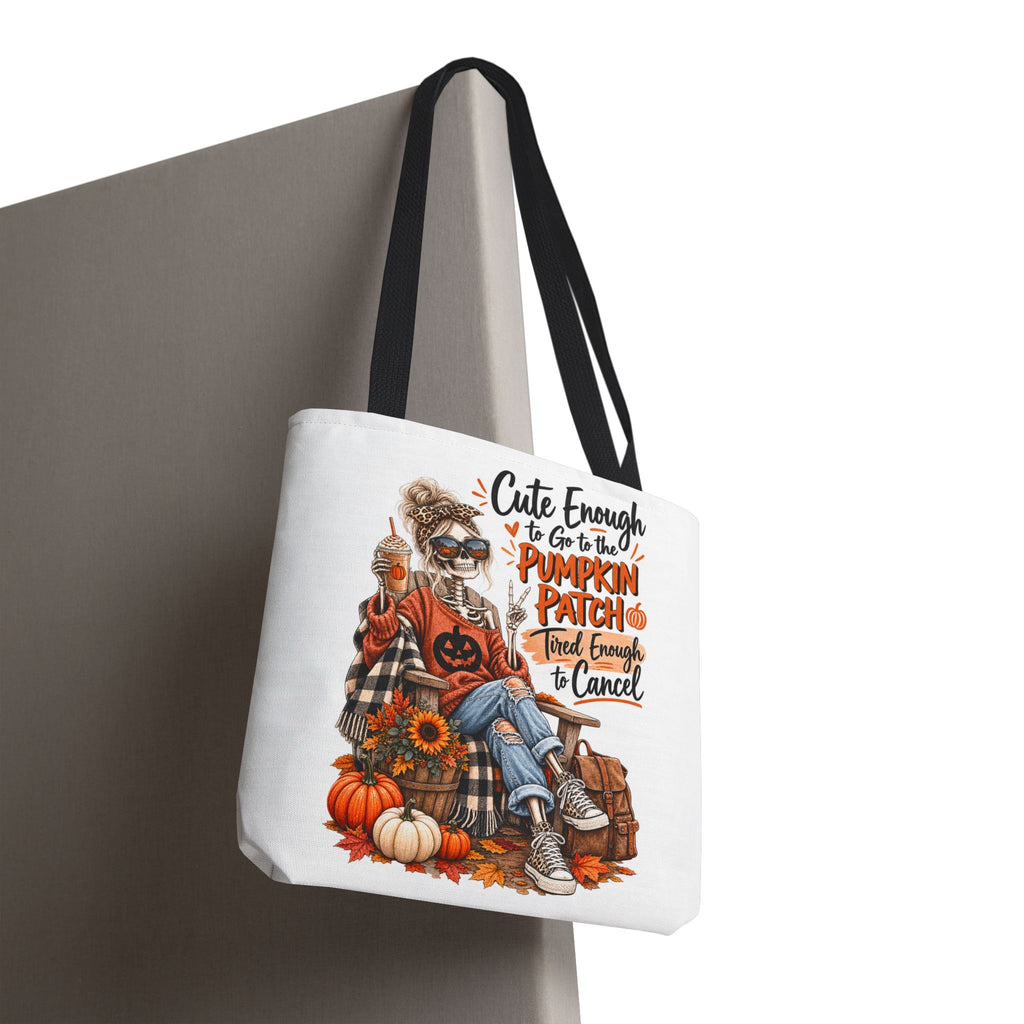 Fall Pumpkin Patch Tote Bag – “Cute Enough to Go to the Pumpkin Patch, Tired Enough to Cancel” Autumn Shopper Tote