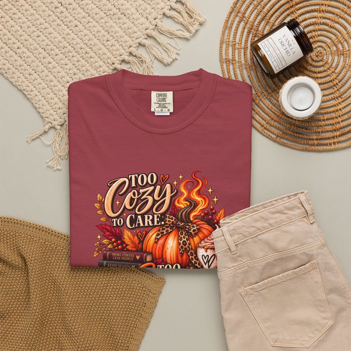 Cozy & Spicy Fall Tee — "Too Cozy to Care, Too Spicy to Behave" T-Shirt