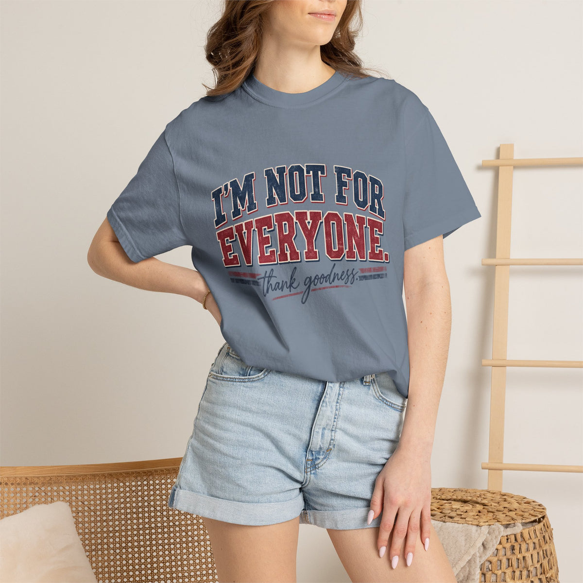 I’m Not For Everyone T-Shirt — Bold Statement Graphic Tee (‘Thank Goodness’ Script)