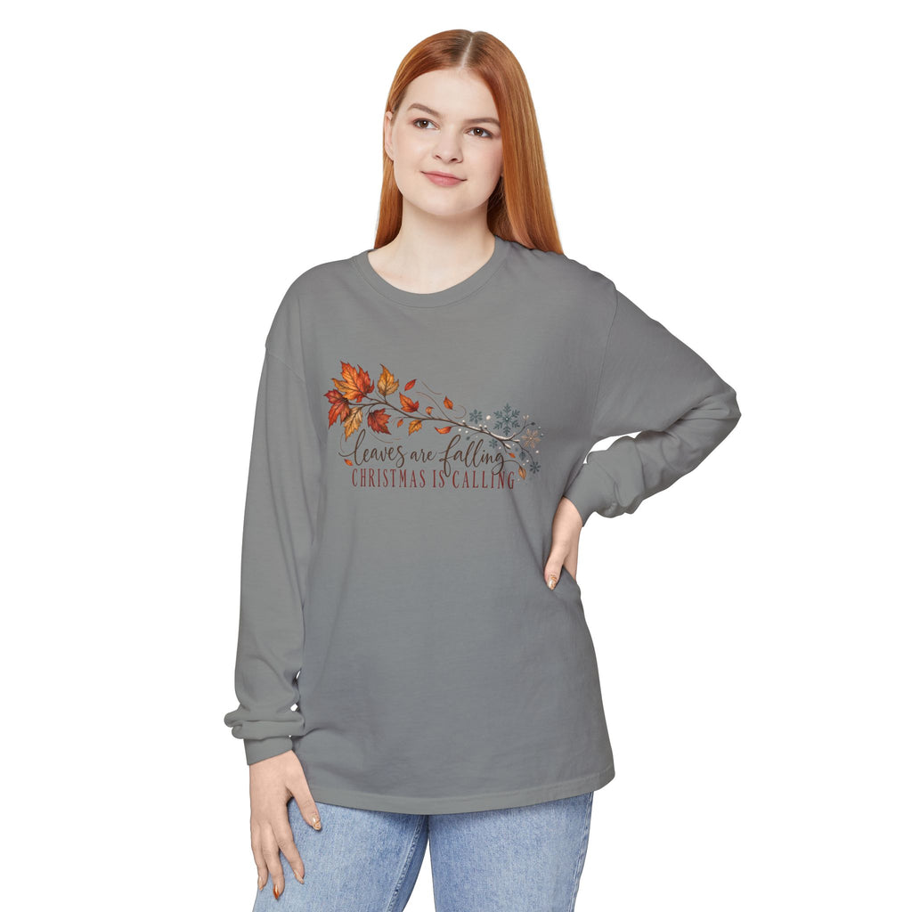 Leaves Are Falling Christmas Is Calling Long Sleeve T-Shirt