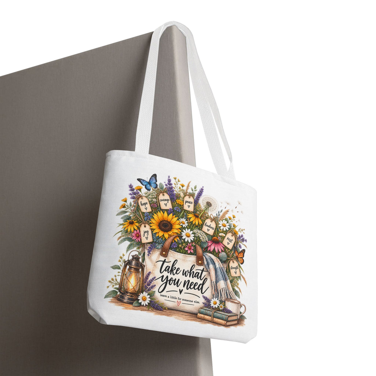 Floral 'Take What You Need' Tote Bag