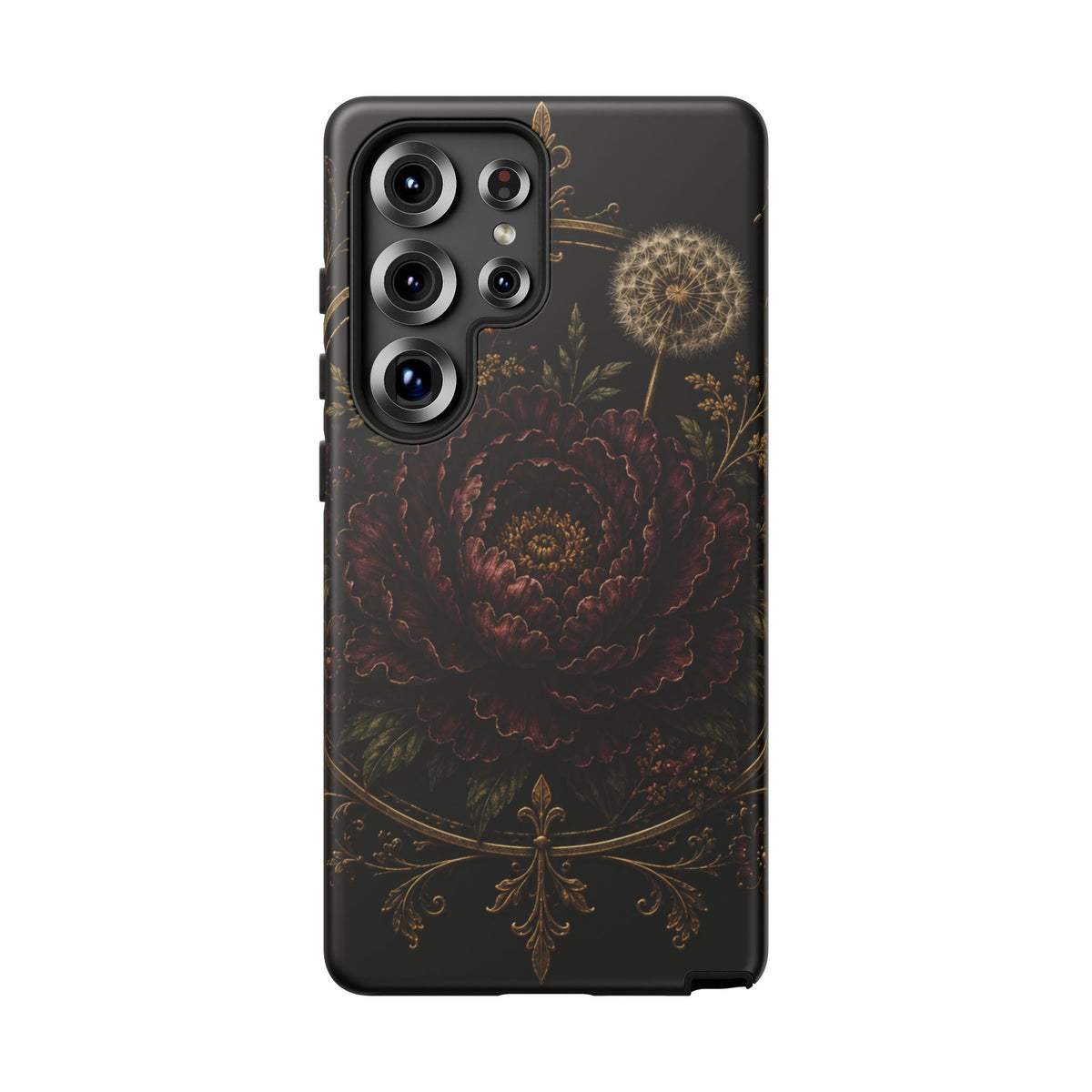 Midnight Garden Tough Case – Vintage Dark Floral Phone Case (Antique Dahlia & Dandelion)