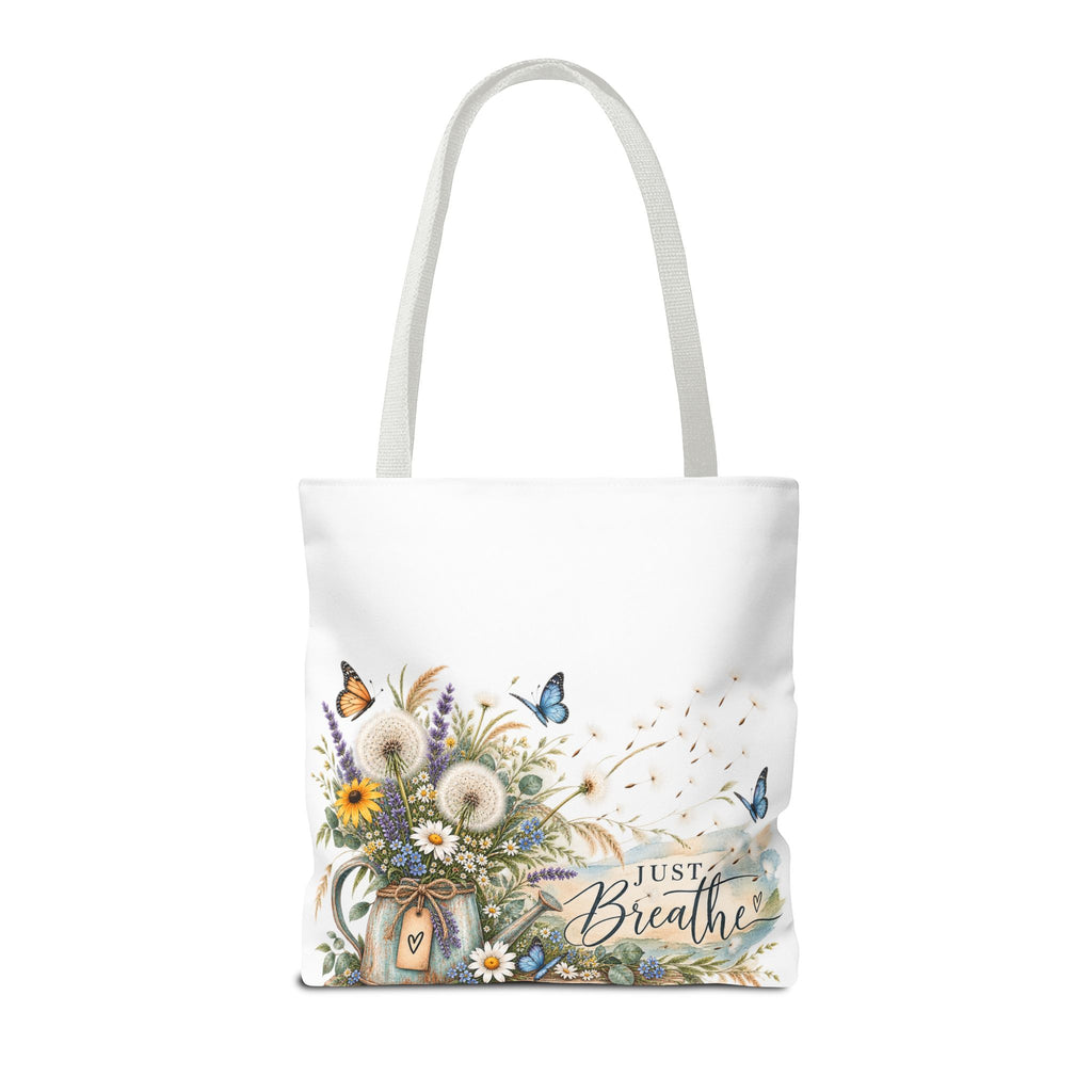 Just Breathe Floral Tote Bag — Butterfly Dandelion Garden AOP Tote